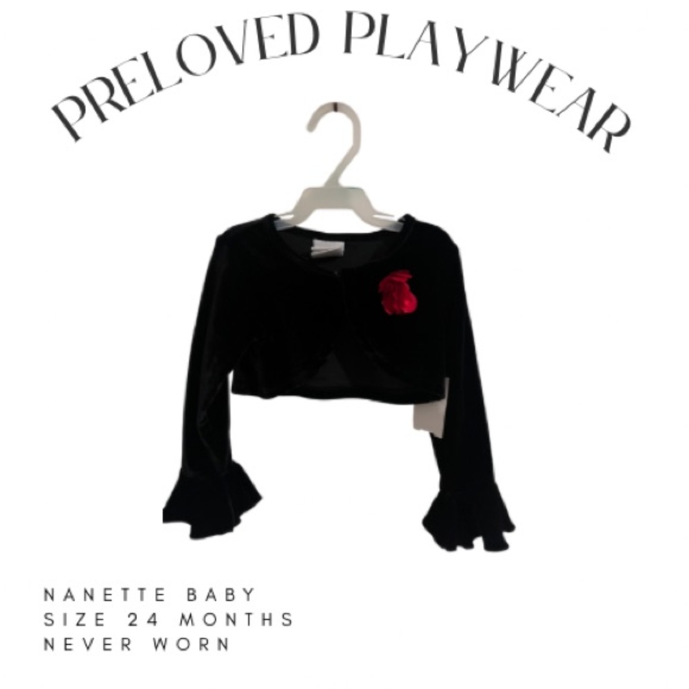 Nannette Baby girls black velvet sweater